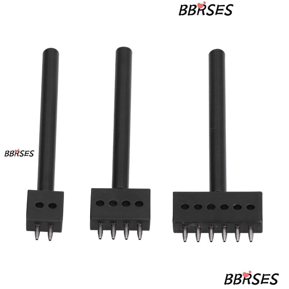 BBRSES 3 Bộ dụng cụ thủ công bằng da, Dụng cụ đục lỗ lỗ lỗ tròn 6 mm, Răng đen thiết yếu 2 / 4 / 6 T