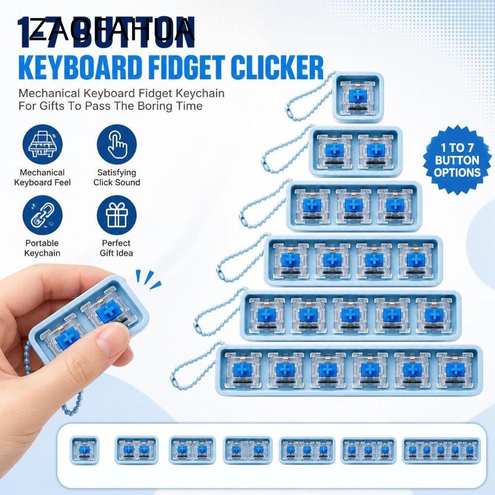 ZAOFAHUA Bàn Phím Fidget Clicker Đồ Chơi, Móc Khóa Đính Kèm Thư Giãn Cơ Fidget Móc Khóa, Di Động 1-7