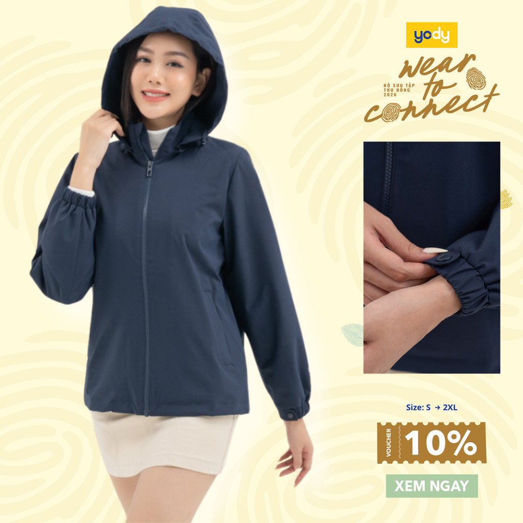 Áo khoác nữ Yody gia đình 3C Pro chất liệu cao cấp cản gió giữ ấm áo gió nhiều màu chống UV AKN6012