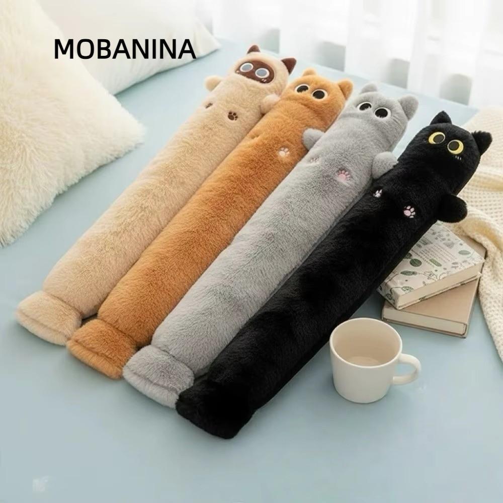 MOBANINA 1500ML Bình Nước Nóng, Túi Nước Nóng Sang Trọng In Hình Mèo Đen Trắng, Vỏ Dài 75cm Kawaii B