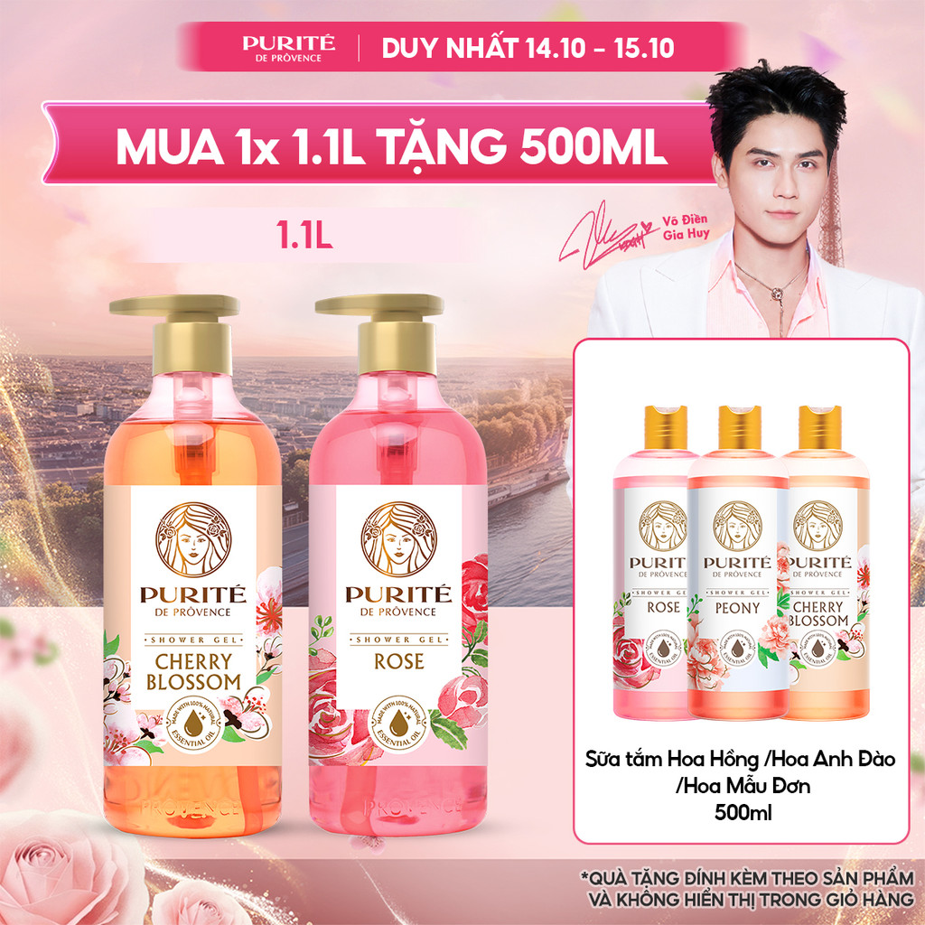 Sữa Tắm PURITE 1.1L Hương Hoa Anh Đào/Hoa Hồng Tặng Sữa Tắm Hương Hoa Anh…