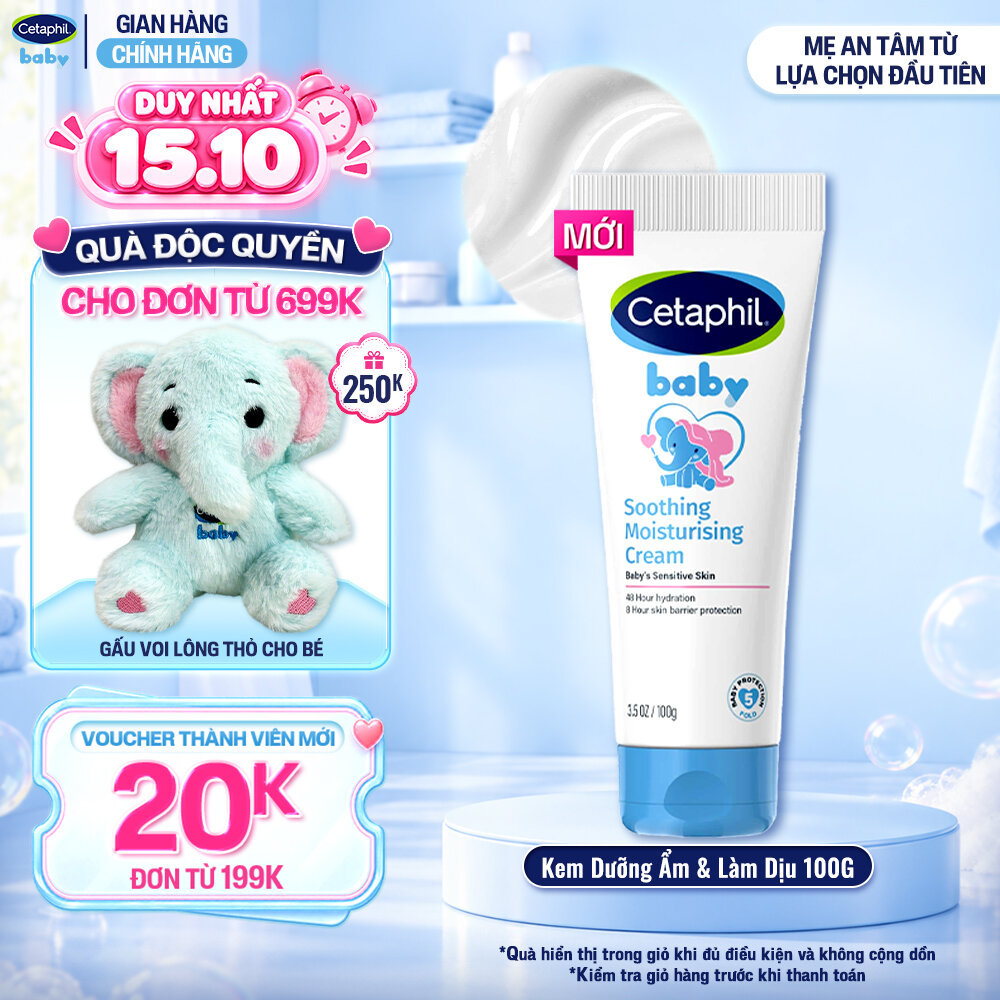 Kem dưỡng ẩm và làm dịu cho bé Cetaphil Baby Soothing & Moisturising Cream tuýp 100g