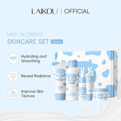 Bộ chăm sóc da sữa LAIKOU 6 chiếc ✨ Dành cho da thủy tinh & độ ẩm lâu dài - Làm sáng, nuôi dưỡng, dưỡng ẩm tối ưu