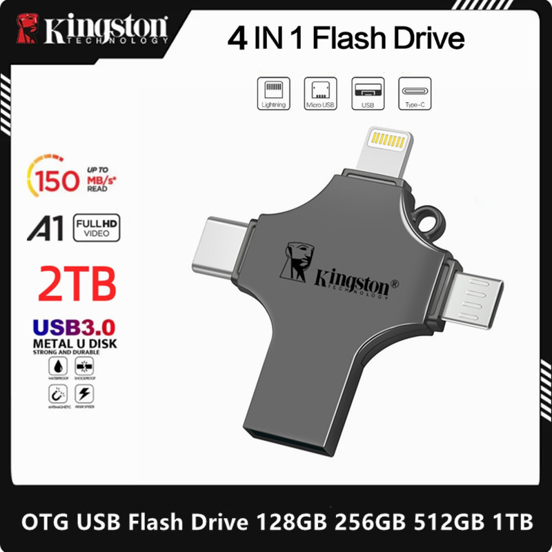 Kingston 4in1 Stick 512GB 1TB 2TB Pendrive cho Ổ đĩa Flash USB 3.0 IPhone Android TYPE-C
