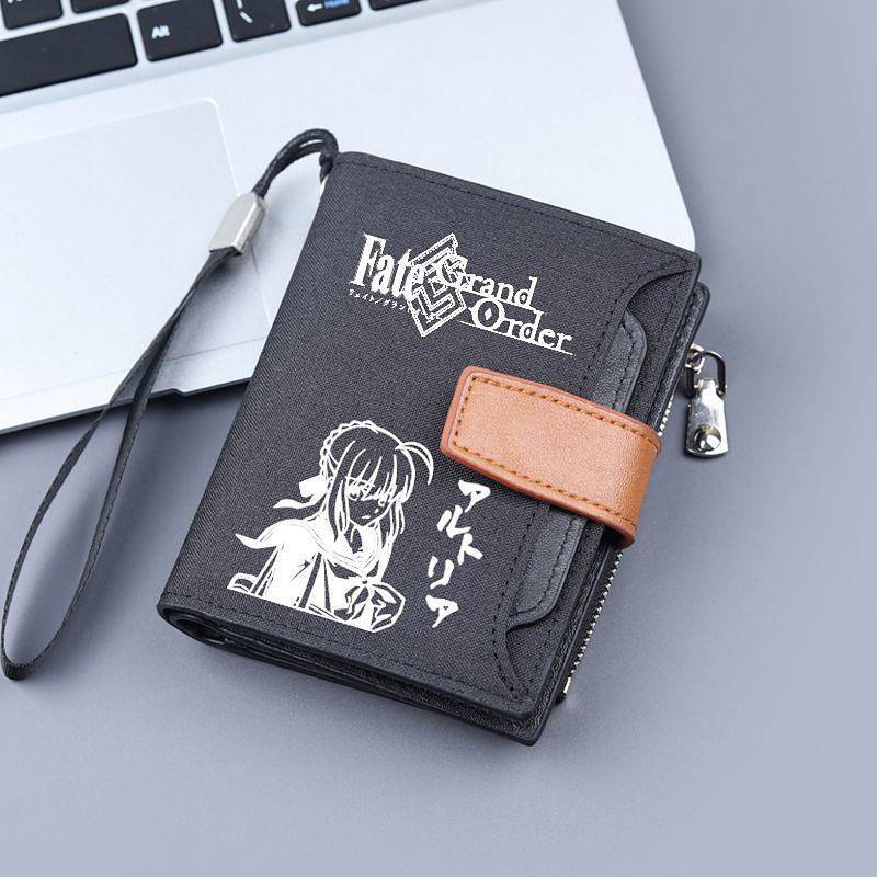 Fate Peripheral Saber My King Joan FGO Cartoon Student Wallet Men's Portable Coin Purse Secondary Yu