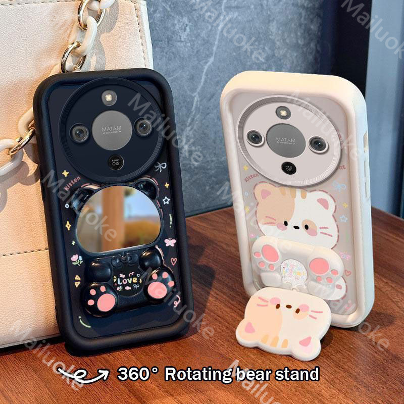 Ốp lưng Honor X9D X9C X9B X9A 5G Ốp lưng thông minh Honor X9C Vỏ gương hình mèo nhỏ Vỏ silicon chống