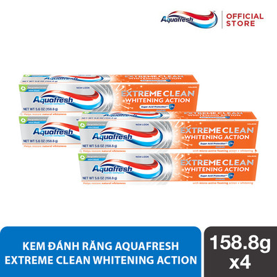 Bộ 4 Kem đánh răng Aquafresh EXTREME CLEAN WHITENING 158.7g/tuýp
