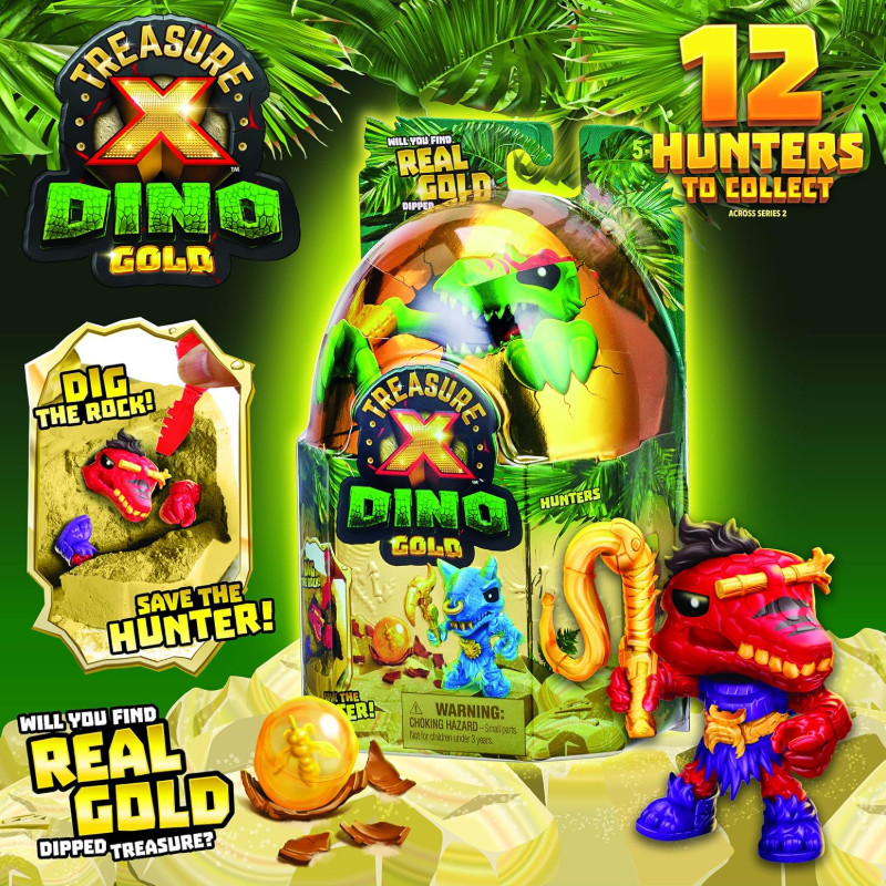 TREASURE X Dino Gold Dino Gói đơn Đồ chơi mở hộp đào và khám phá các nhân vật khủng long có thể sưu 