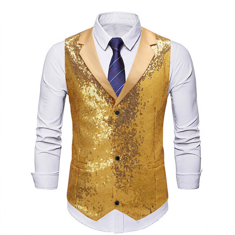 Hiệu Suất Nhóm Trang Phục Nam Đính Kim Sa Lấp Lánh Vest Sân Khấu Trình Diễn Người Tổ Chức Trang Phục