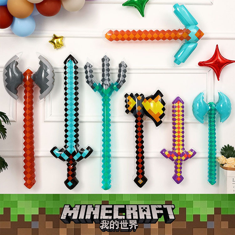 Đồ chơi vũ khí Minecraft Lưới bơm hơi Thanh kiếm xuyên biên giới Hàng có sẵn Mô hình thanh kiếm bơm 