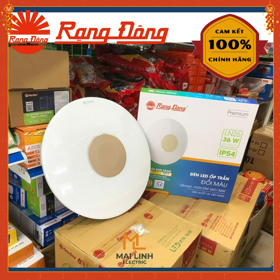 {Rạng Đông} Đèn Led ốp nổi Tròn (Trang Trí) 36W - Đường kính 360mm - Ánh sáng đổi 3 màu - Hàng chính