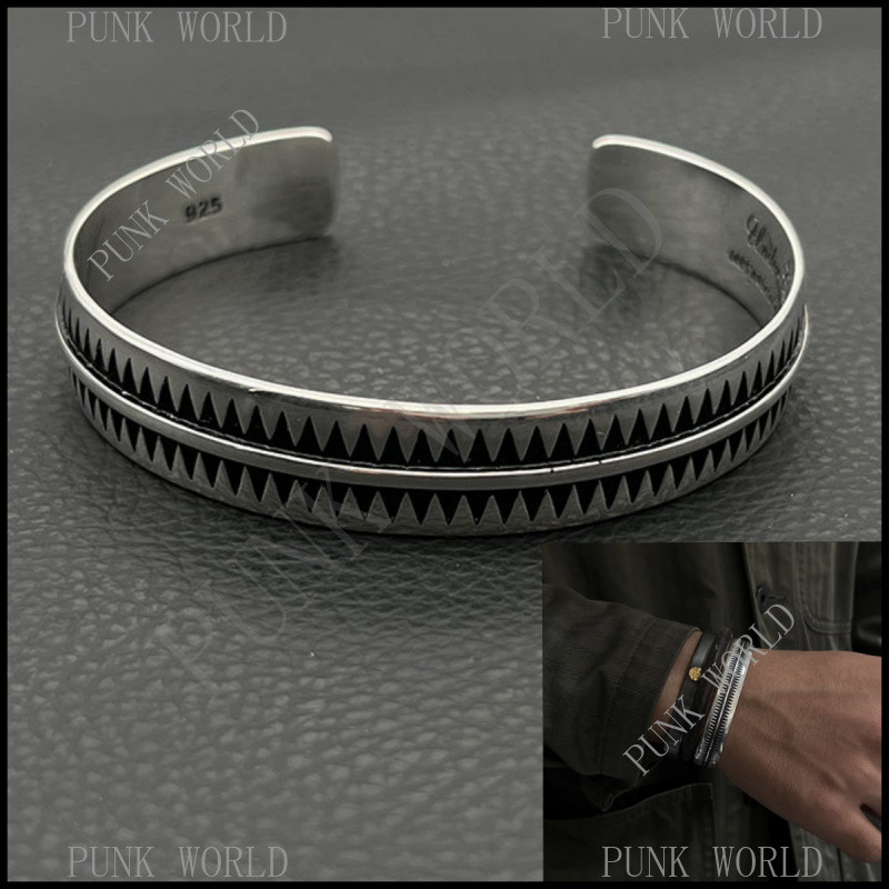 GOROS Bạc 925 Totem Sawtooth Lắc Tay Retro Punk Rock Vòng Tay Đường Phố Hip Hop Trang Sức Đảng Quà T
