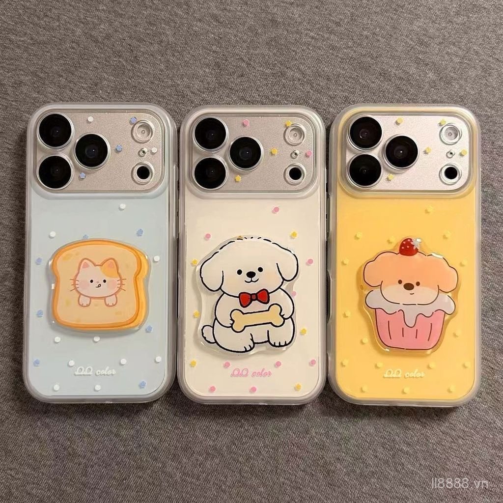 Ốp Điện Thoại Thích Hợp Cho iPhone 11 12 13 14 15 16 17 Pro max Cạnh Tròn IMD Xanh Trắng Chấm Bi Chố