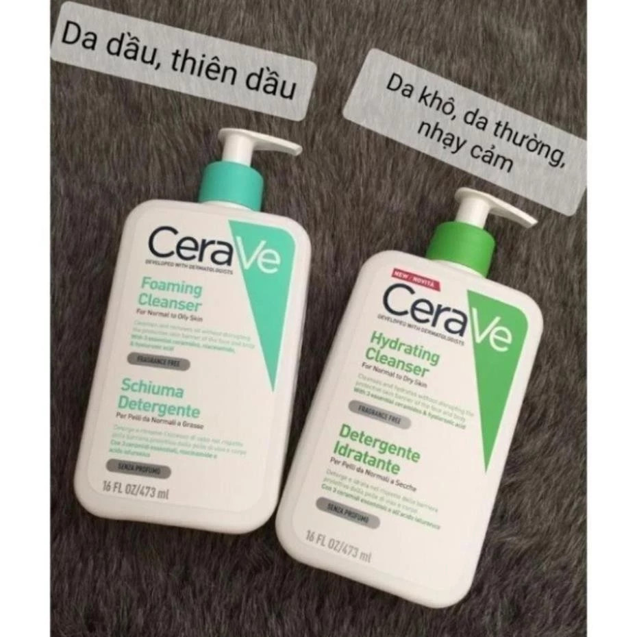 Sữa Rửa Mặt CeraVe Cleanser 236ml 473ml Cho Da Dầu Da Khô Da Hỗn Hợp- CV17