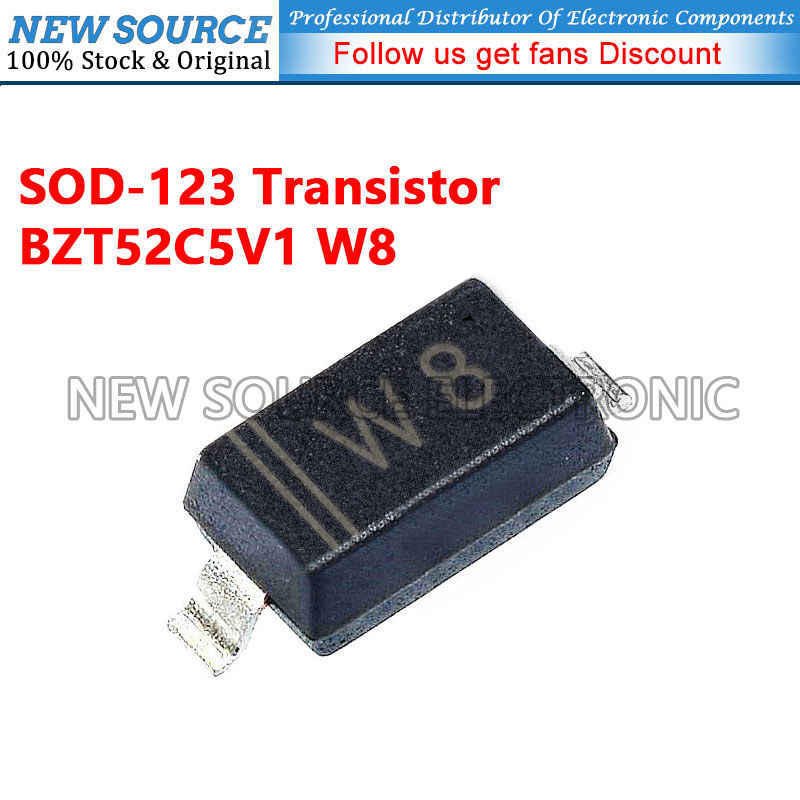 [100-500 chiếc] BZT52C5V1 W8 SOD-123 Diode ổn định điện áp SMD Transistor Nguồn mới