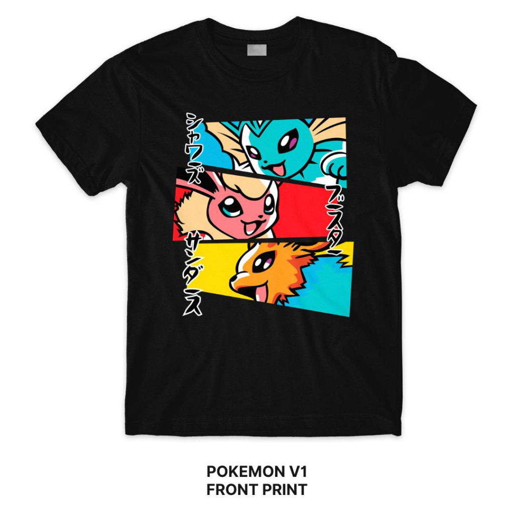 2026 Eevee thời trang Evolution Pok émon V Series Áo thun Pokemon Front / Back Print Crafter Tee