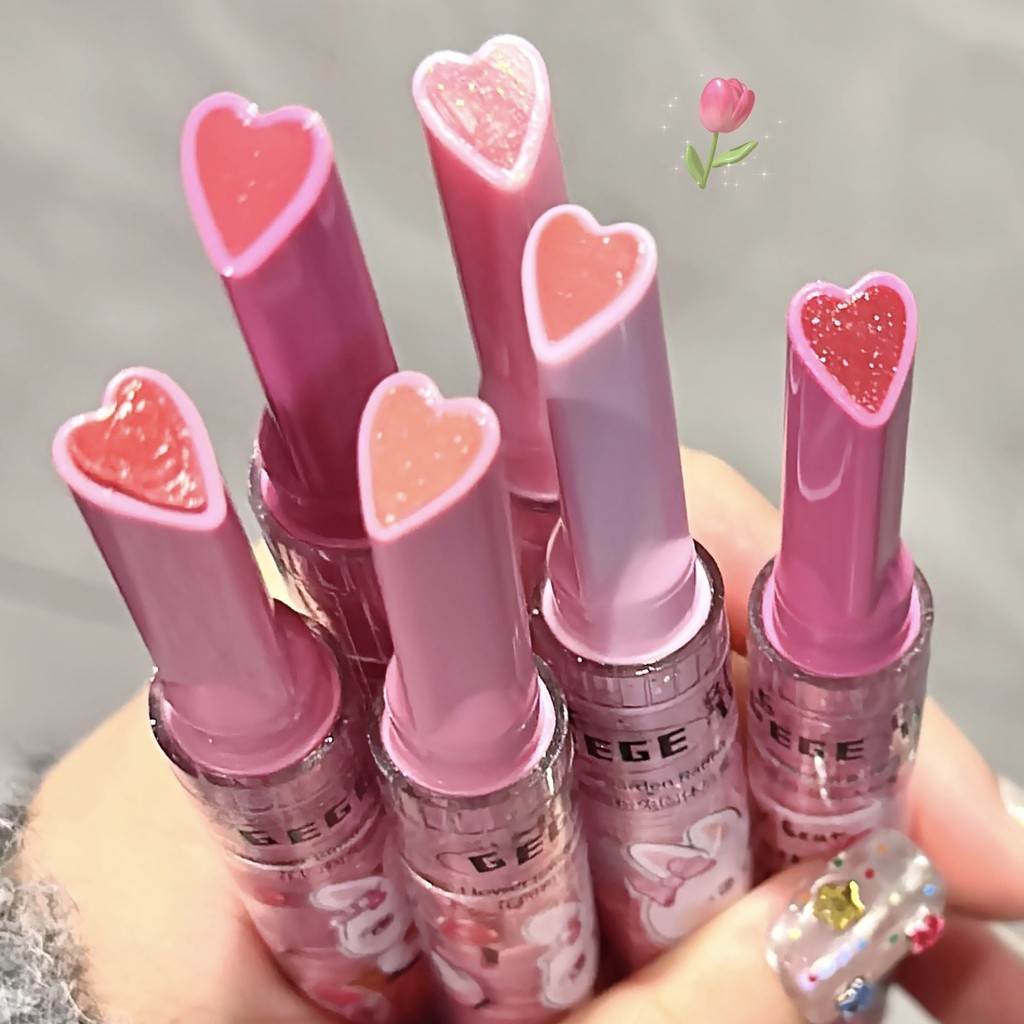 Son bóng Xiao Nian ~ 19 Yuan 3 miếngGarden Pink Rabbit Solid Water Glossy Color Lip Balm Dưỡng ẩm Tă