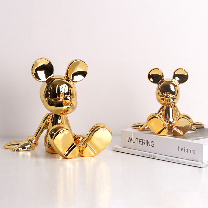 Modern minimalist light luxury cartoon sitting Mickey ornaments for living room TV cabinet, children