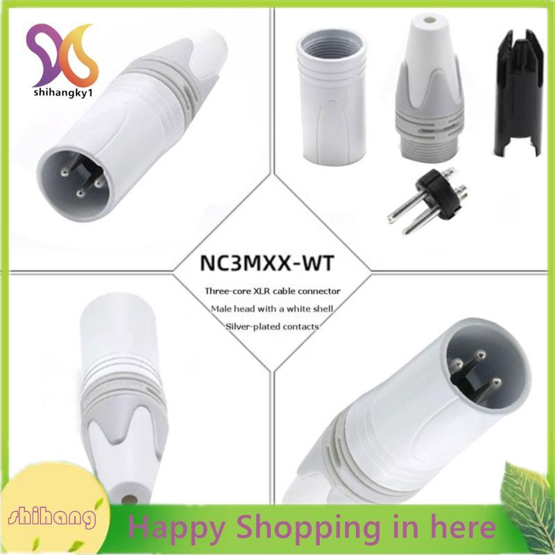 Trắng XLR Cắm 3 Chân Mạ Bạc Nam Kết Nối DIY Micro Cáp Kết Nối NC3FXX- Cho Âm Thanh