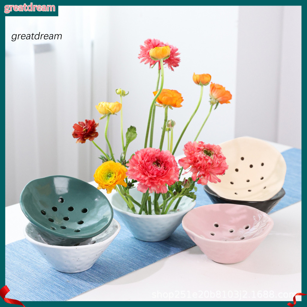 Mơ mộng| Gốm Ikebana Hoa Ếch Bát Bình – Đế Sắp Xếp Hoa Nhật Bản Cho Máy Tính Để Bàn Tại Nhà Văn Phòn
