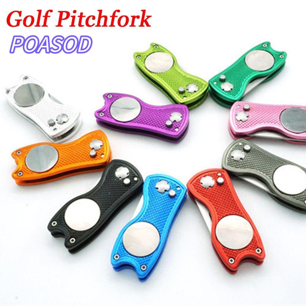 MAYSHOW 7 Màu Golf Pitchfork Thép không gỉ bền Switchblade Pitch Groove Cleaner