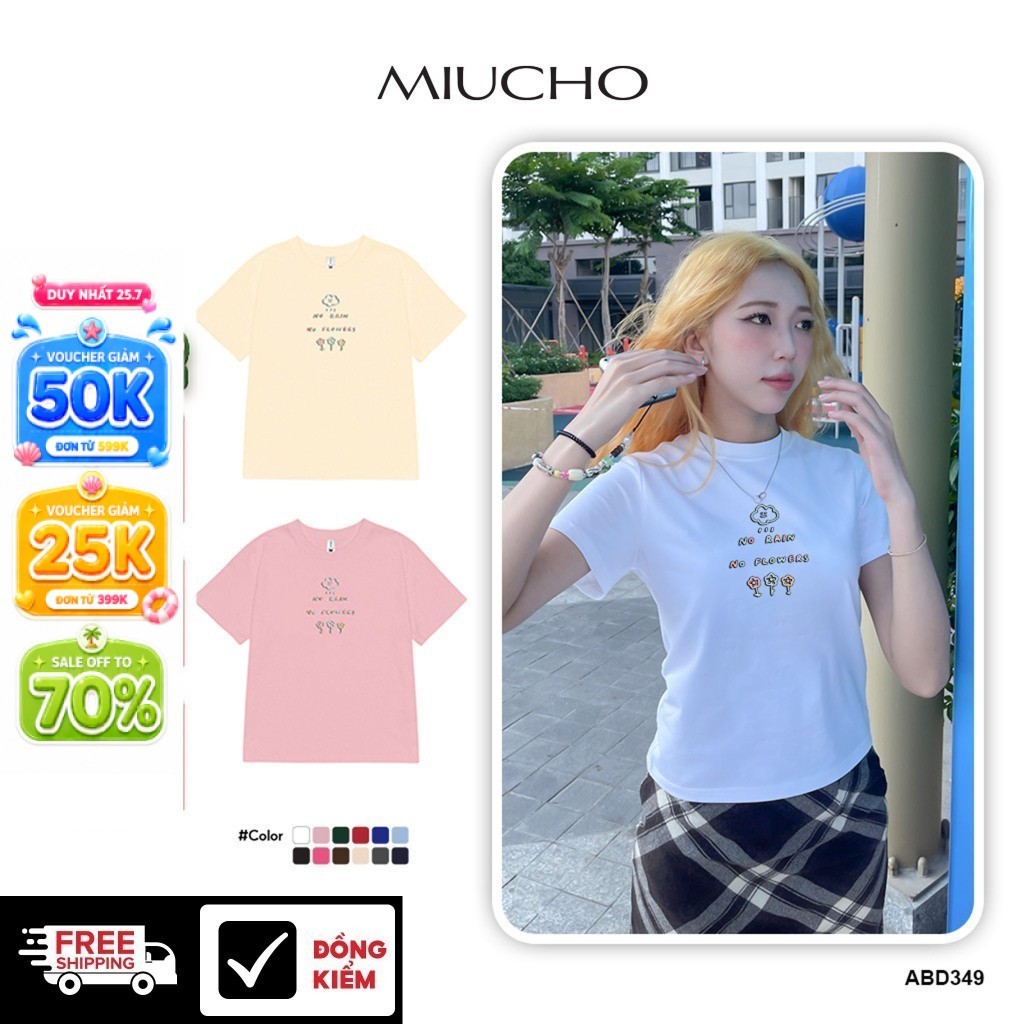 Áo baby tee ABD349 Miucho cổ tròn in graphic