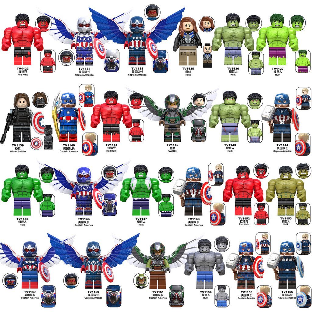 Sản phẩm mới Áp dụng Đồ chơi Captain 4 Falcon Red Hulk Hulk Khối xây dựng bên thứ ba Minifigure Toy 