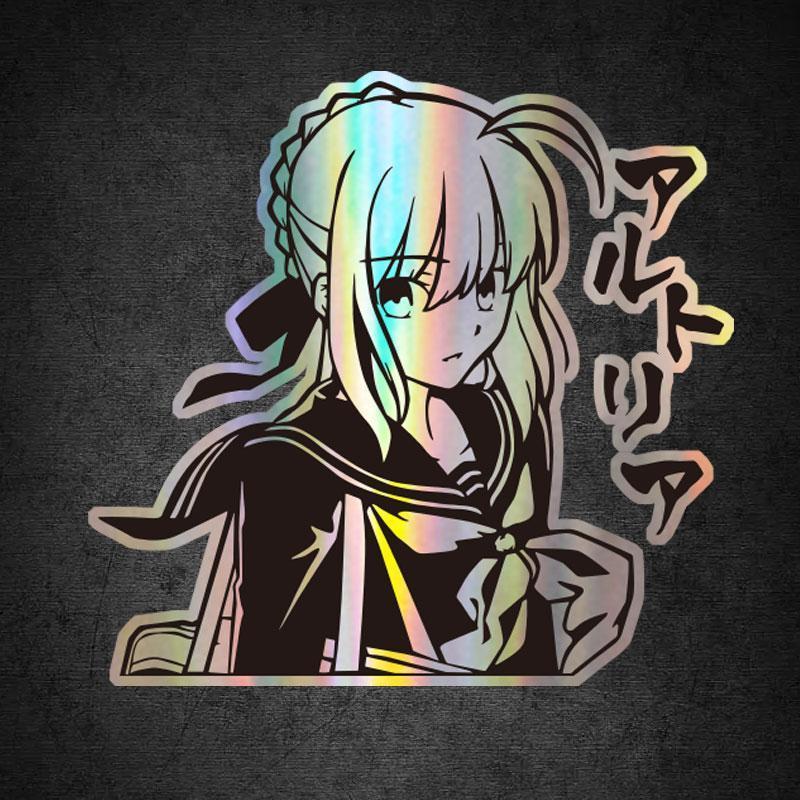 WZLDN711 FATE Đêm Dài Anime Laser Sticker Vỏ Máy Tính Notebook Trang Trí Nhãn Dán Du Lịch Xe Đẩy Trư
