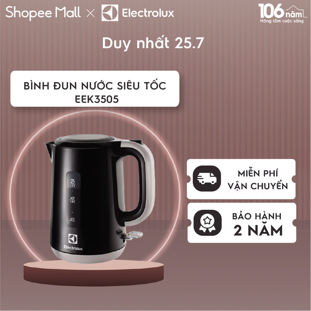 Bình đun nước siêu tốc Electrolux 1.7L EasySense EEK3505, tự ngắt điện an toàn