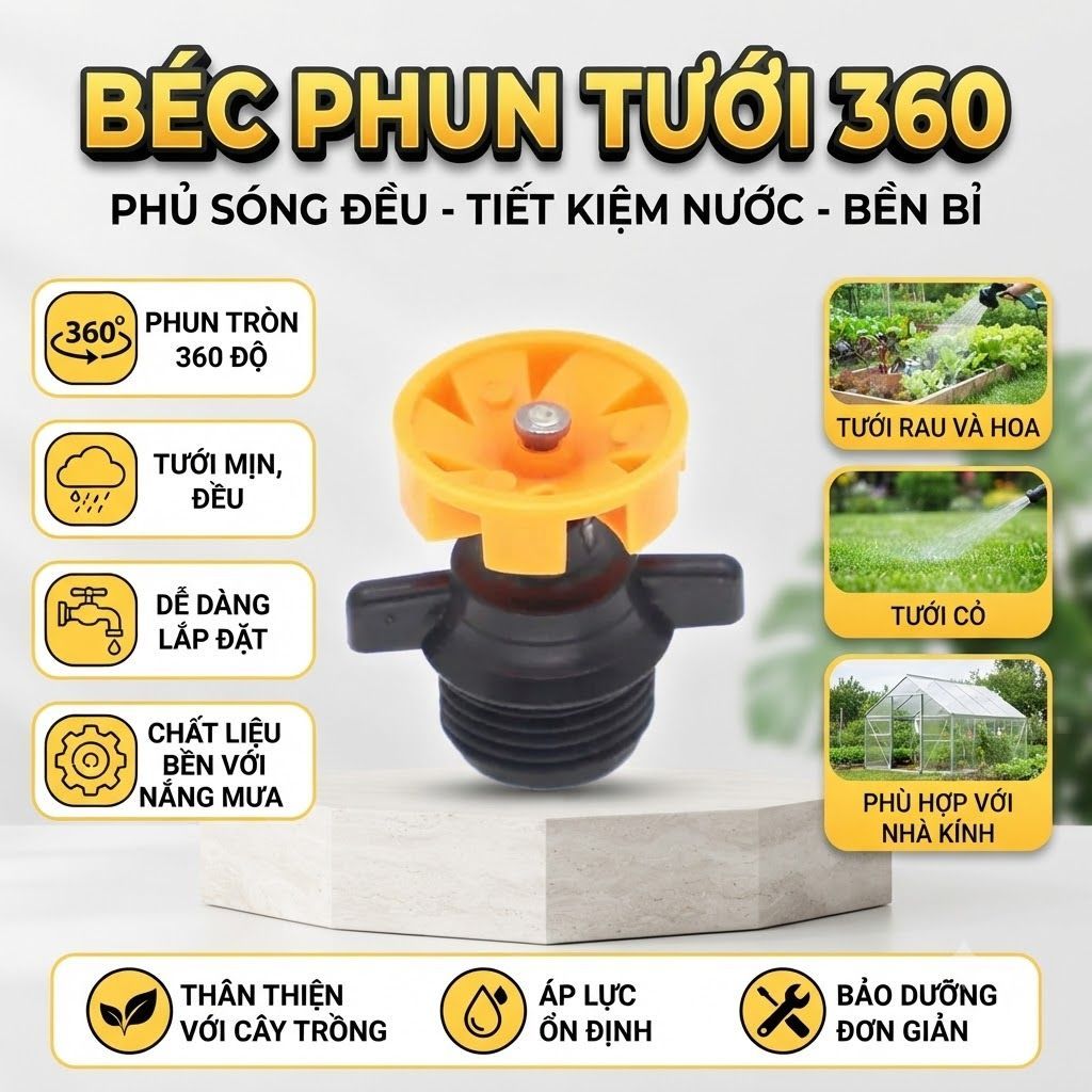 Béc phun nước tưới cây 360 độ, vòi phun nước tưới cây, Béc phun mưa tưới cây tưới rau