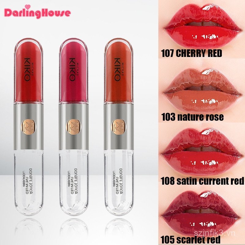 Ý KIKO Milano Lip Gloss không giới hạn cảm ứng đôi 6ml Son môi 103 hoa hồng tự nhiên 108satin hiện t