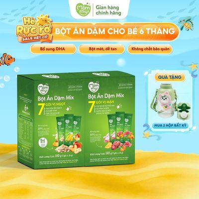 Bột ăn dặm cho bé Mămmy bổ sung DHA, canxi, sắt giúp bé phát triển khỏe mạnh, thông minh, hộp 7 gói