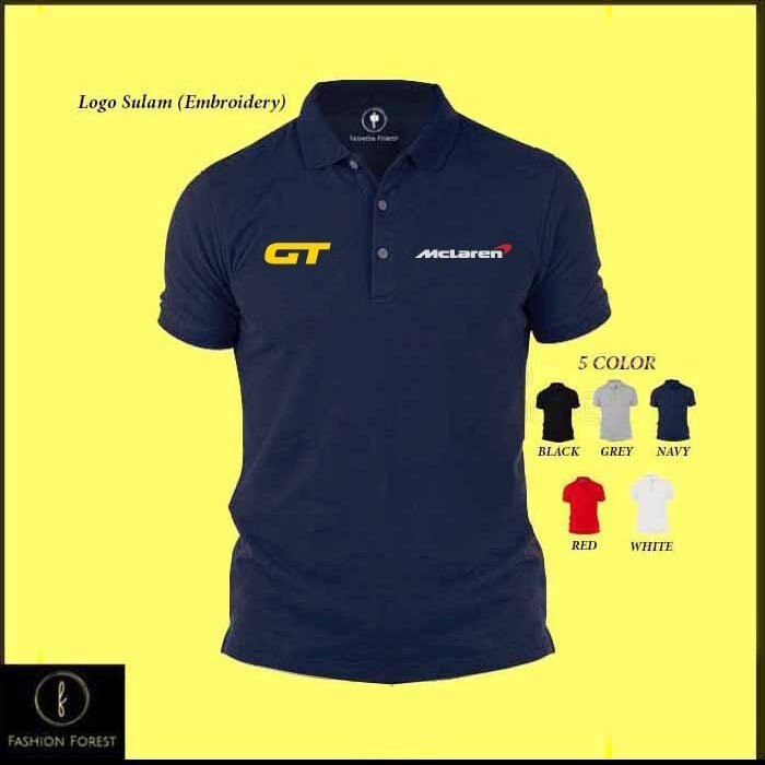 Microfiber Dry Fit Quick Jersi Jersey Polo Áo Sulam Logo Thêu McLaren GT FFP531 S-3XL