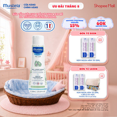 [DATE 06/2027] Sữa Tắm Gội Cho Trẻ Sơ Sinh & Em Bé Da Thường Mustela 200ml