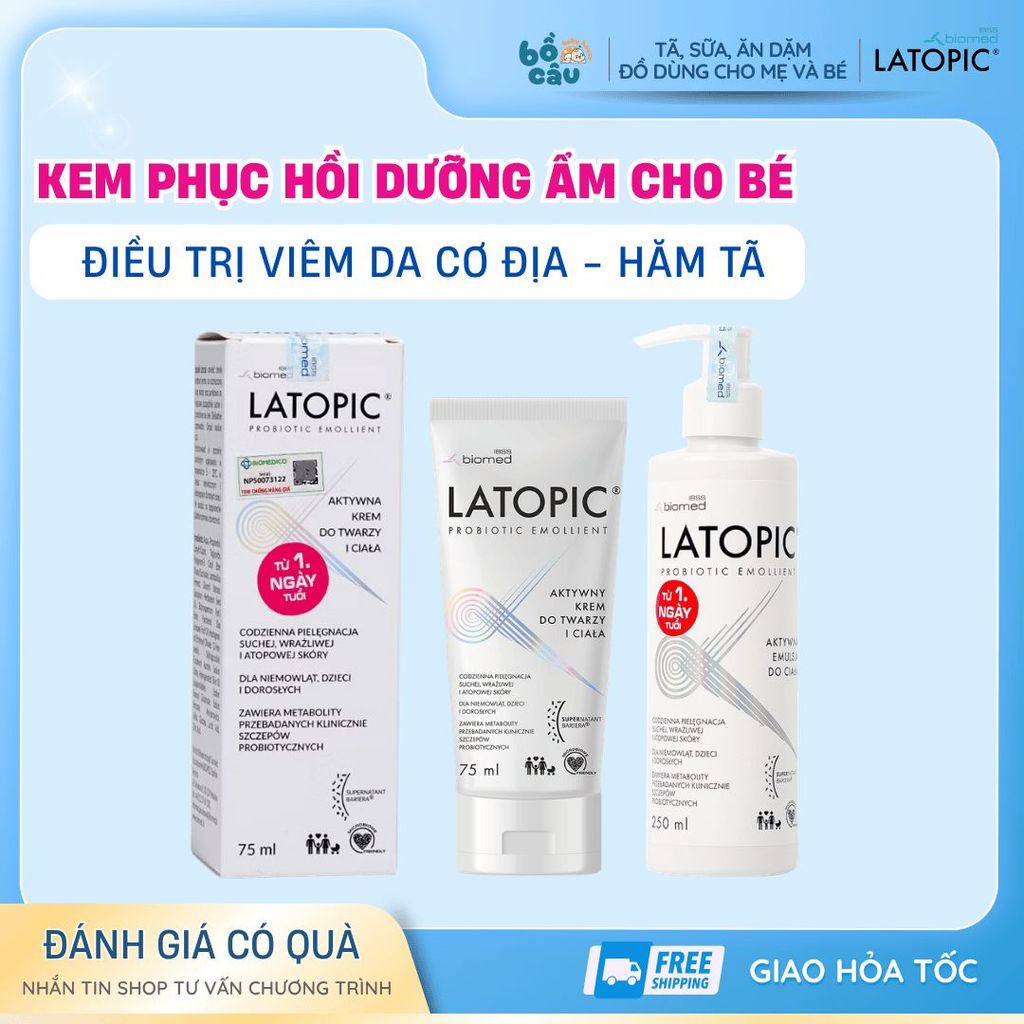 Kem Dưỡng Ẩm LATOPIC PROBIOTIC EMOLLIENT dành cho bé viêm da cơ địa, hăm tã, sử dụng từ 1 ngày tuổi,