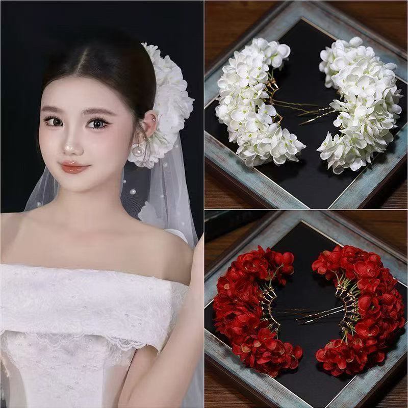 1 Chiếc New Forest Series White Hydrangea Flower Hair fork