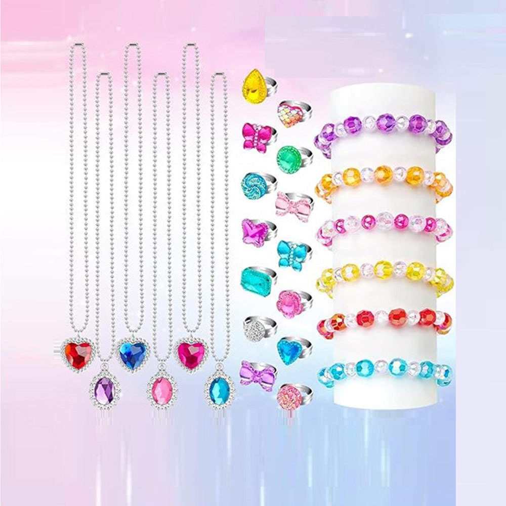 26PCS Girls Costume Jewellery Set Princess Style Rings Necklaces Bracelets ForAged 3‑7 Kids Pretend 