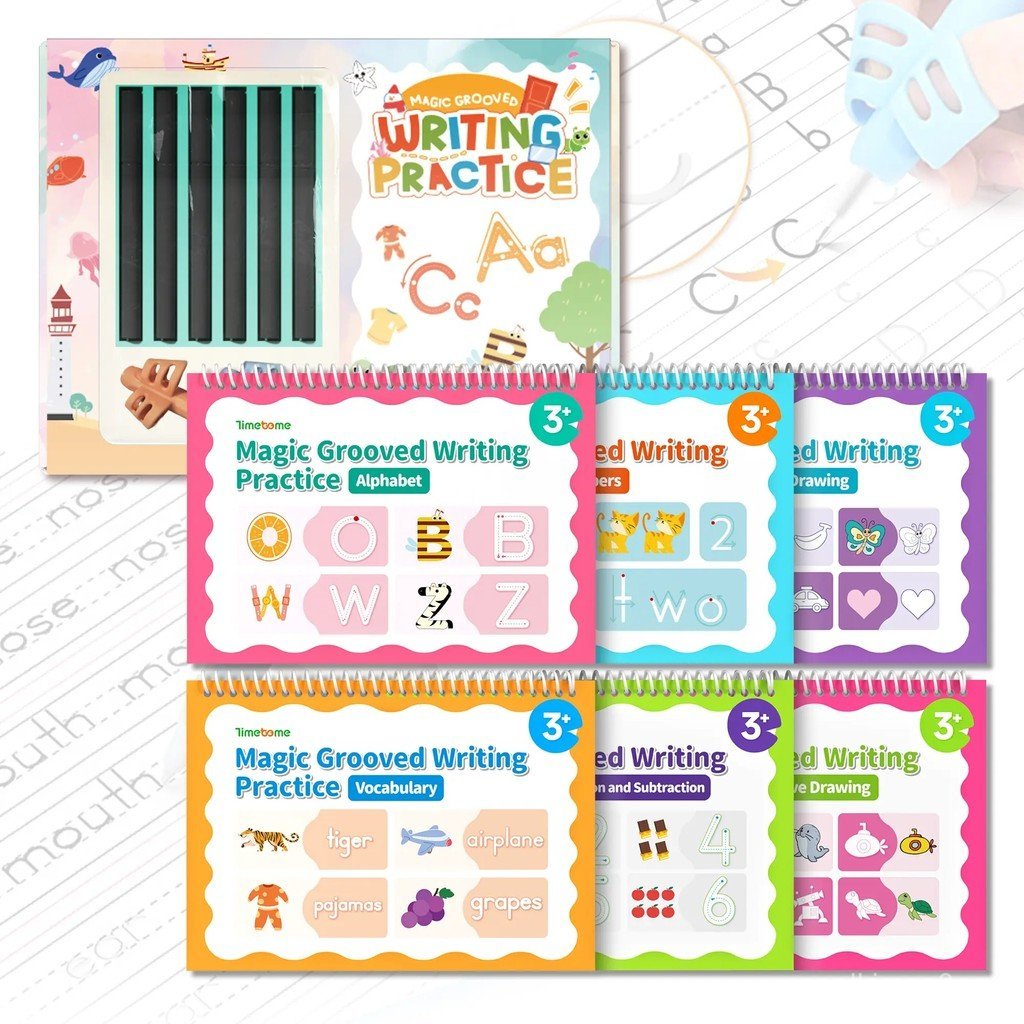 TIMETOMEReusableGroovedHwritingWorkbookforKids, LearningMaterials, 6Books – EarlyElementary, Coverat