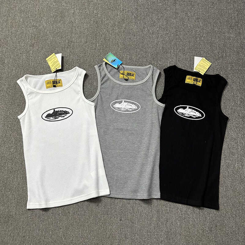 VLONE FOG Devil Island Corteiz Mỹ Retro Mỏng Hơn Nhìn Không Tay Áo Vest Mùa Hè In Chữ Phù Hợp Với Na
