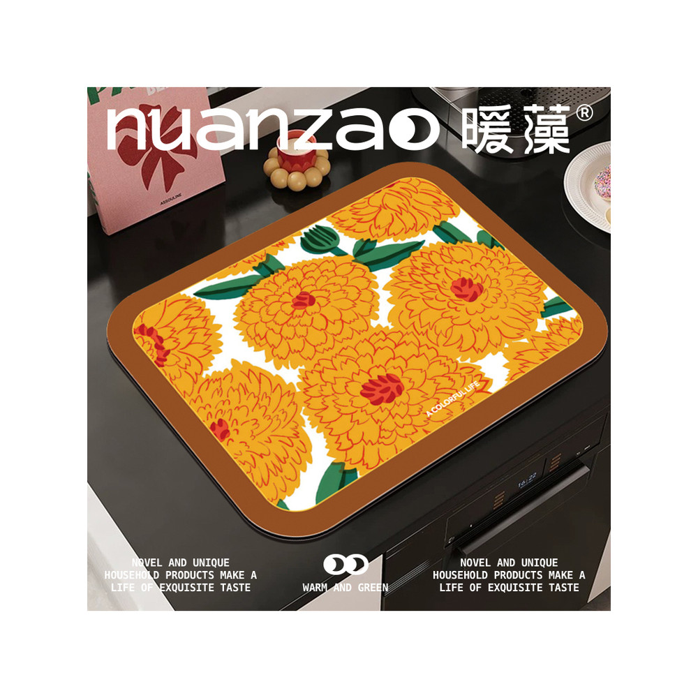 Hoa Orchard Nhà Bếp Mặt Bàn Thoát Nước Thảm Chống bỏng Lưu Trữ Hấp Thụ Nước Nhanh Khô Thảm Bồn Rửa B