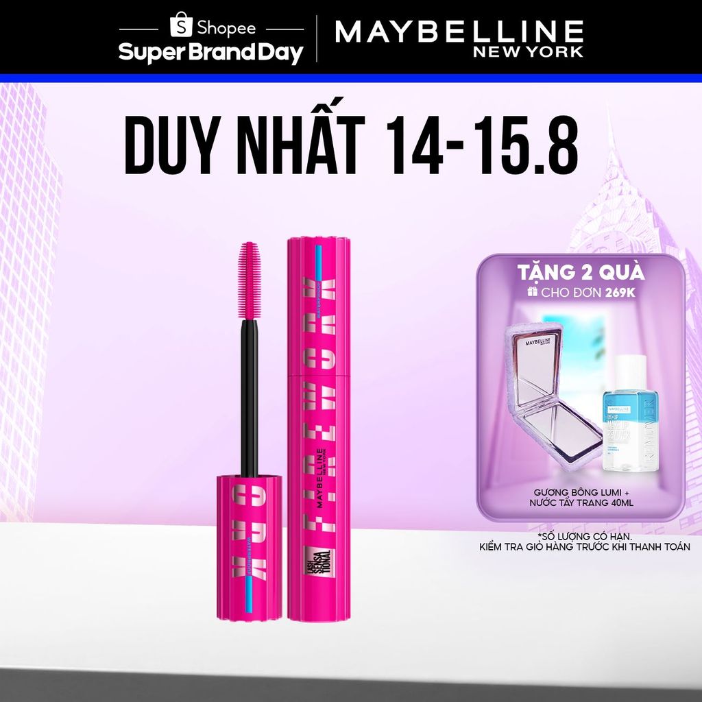 [Mới] Mascara Firework Chuốt Mi Cong Dài và Tỏa Mi 360 Độ Lash Sensational Maybelline New York Waterproof 8.75ml