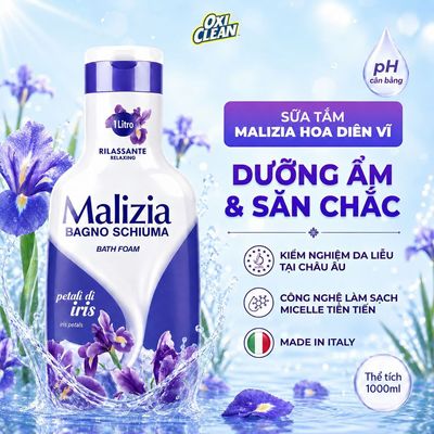 Sữa Tắm Malizia Hương Hoa Diên Vĩ Giúp Làm Sạch Lưu Hương Thơm Mát Thanh Lịch Dịu Nhẹ Mềm Mại Trên Da 1000ml