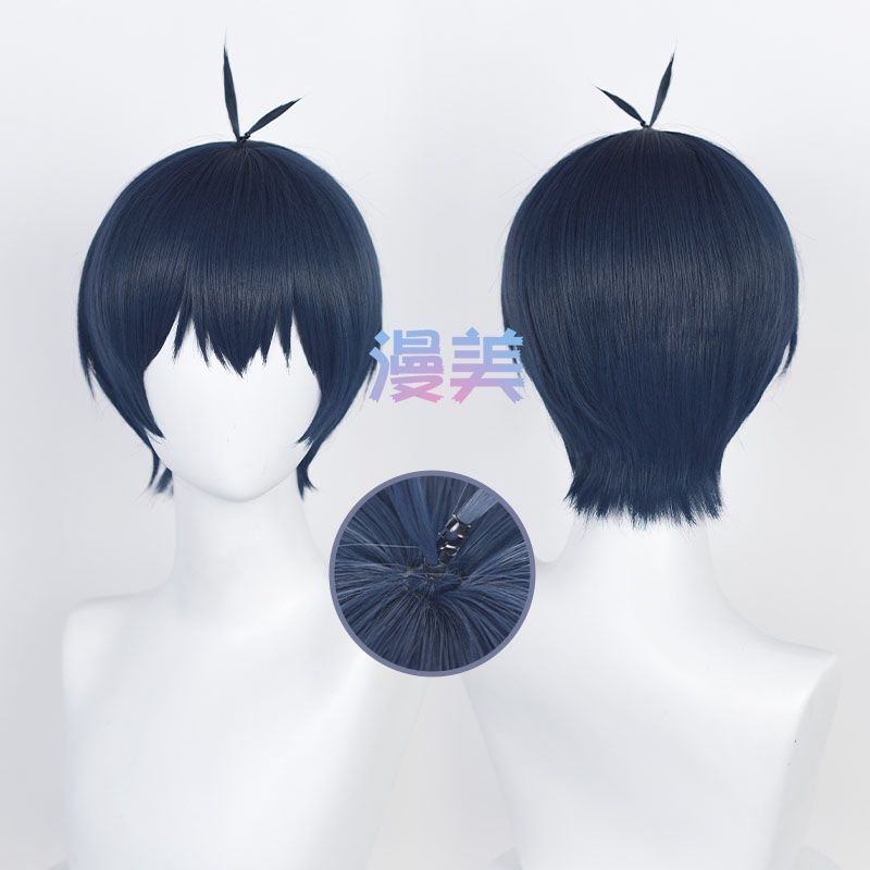 Jecarden Isagi Yoichi Cosplay Tóc Giả XANH KHÓA Ngắn Màu Xanh Chịu Nhiệt Tóc Tổng Hợp