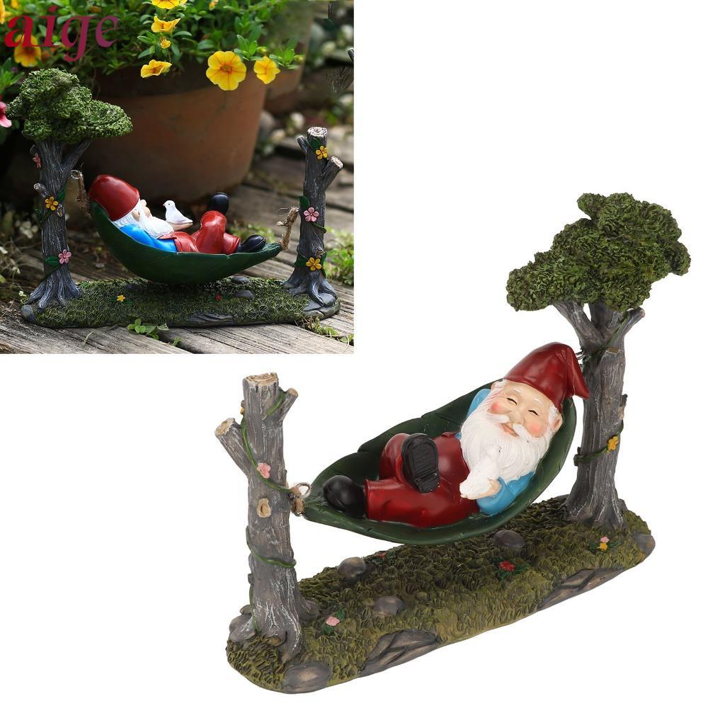 AIGE Võng Gnome Tượng, Vườn Treo Xanh Gnome Tượng, Tượng Ngoài Trời Hình Lùn Nhựa Ngoài Trời Gnome T