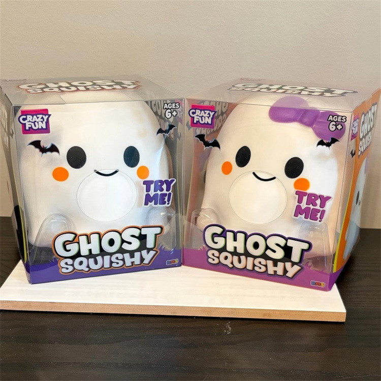 [Bán chạy] Crazy Fun Ghost Squishy Crazy Fun Ghost Soft Toy White Purple Bow Cover 7.11