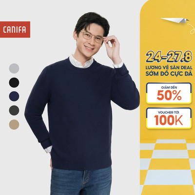 Áo len nam CANIFA dài tay cổ tròn basic 8TE25W008
