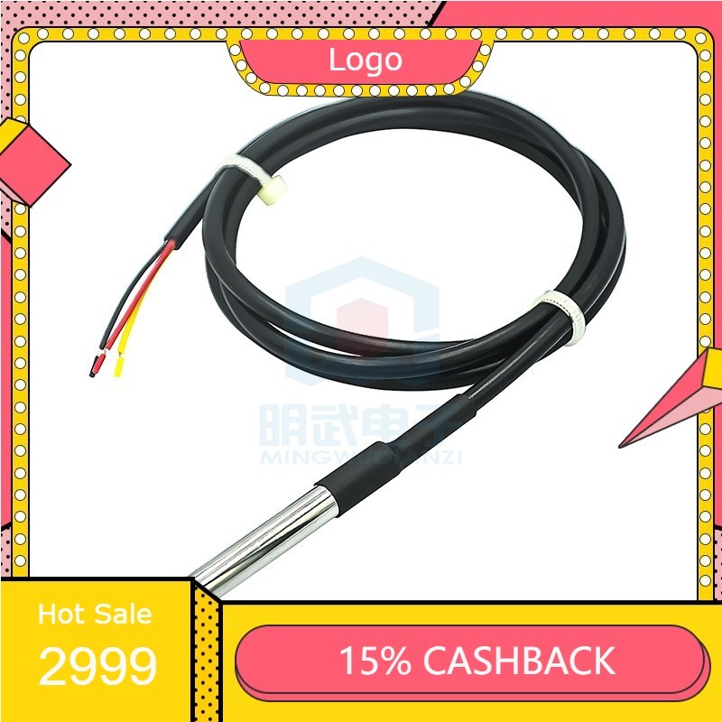 190 Dây Đo Cảm Biến Nhiệt Độ DS18B20, Chống nước, không gỉ, Cáp chống thấm DS18B20 độ chính xác cao