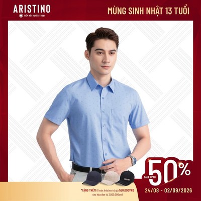 ÁO SƠ MI NGẮN TAY ARISTINO MÀU TRẮNG KẺ BE XANH - ASS179S3