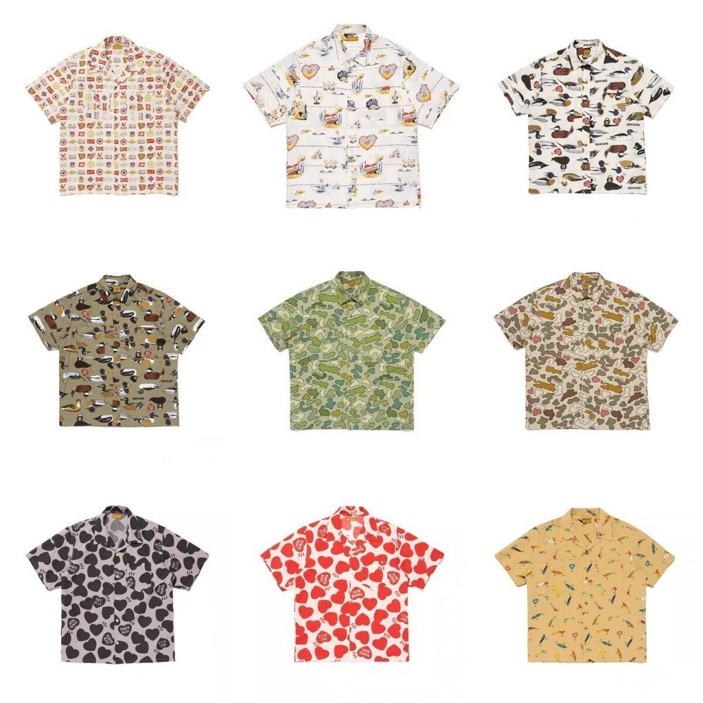 CFHZ Spot Goods Japanese Style human Cartoon print short-sleeve shirt for men and women, full-print 