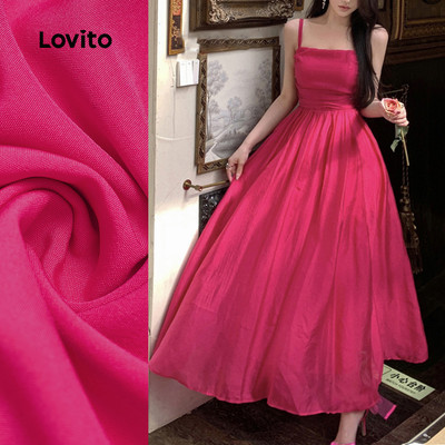 (Kỳ nghỉ) Lovito Đầm Có Khoá Hè/Xuân Váy Đỏ Hồng Cho Phụ Nữ L149LD158